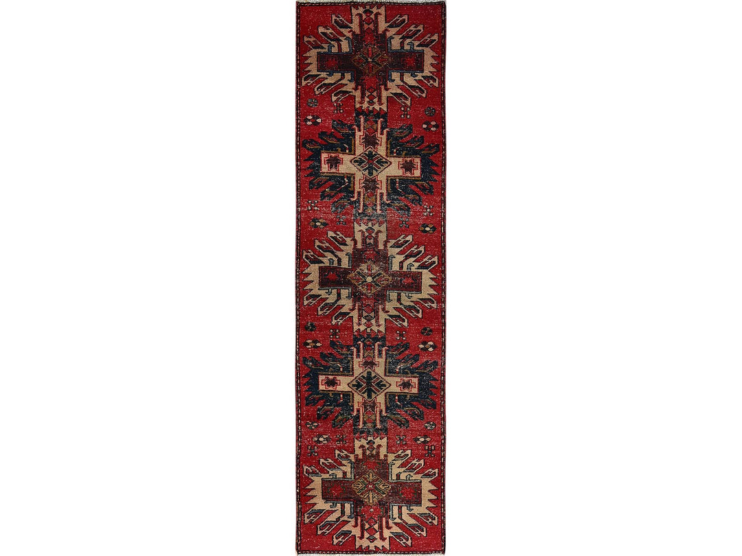 2'4" x 8'11" Vintage Hand Knotted Red Wool Runner Oriental Rug - MOA102986