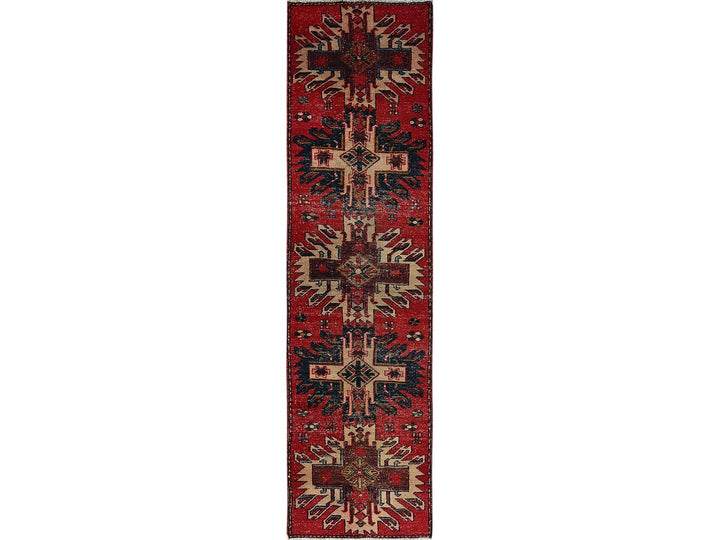 2'4" x 8'11" Vintage Hand Knotted Red Wool Runner Oriental Rug - MOA102986