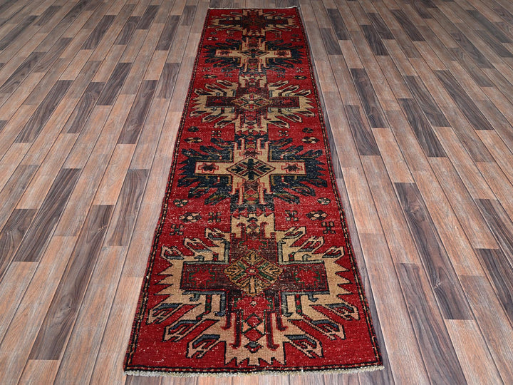 2'4" x 8'11" Vintage Hand Knotted Red Wool Runner Oriental Rug - MOA102986