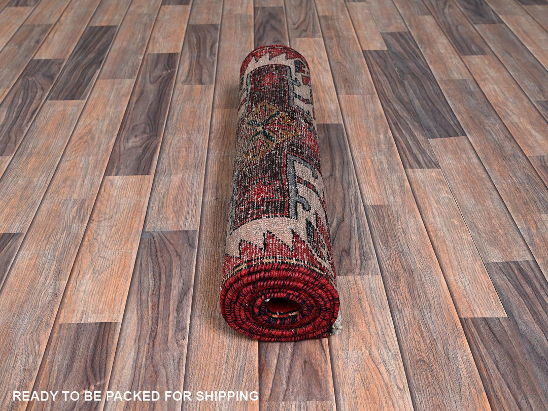 2'4" x 8'11" Vintage Hand Knotted Red Wool Runner Oriental Rug - MOA102986