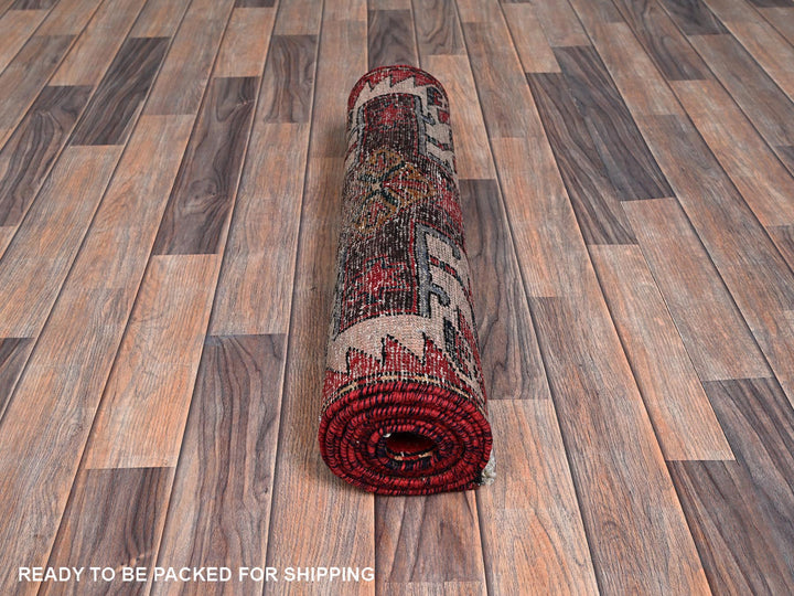 2'4" x 8'11" Vintage Hand Knotted Red Wool Runner Oriental Rug - MOA102986