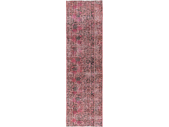 2'6" x 9'3" Vintage Hand Knotted Overdyed Wool Runner Oriental Rug - MOA102989