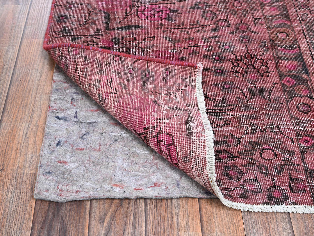 2'6" x 9'3" Vintage Hand Knotted Overdyed Wool Runner Oriental Rug - MOA102989
