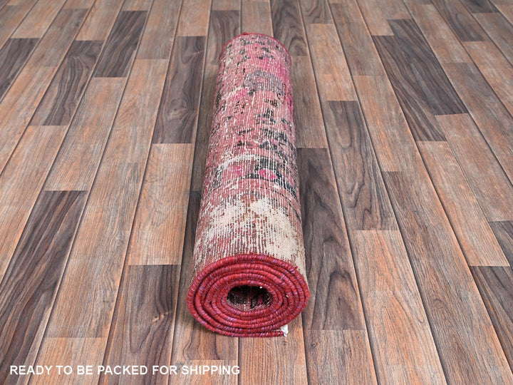 2'6" x 9'3" Vintage Hand Knotted Overdyed Wool Runner Oriental Rug - MOA102989