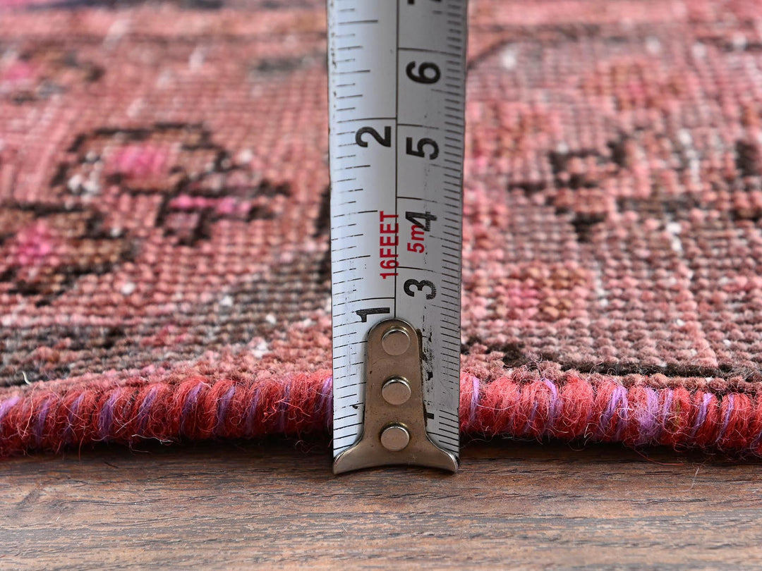 2'6" x 9'3" Vintage Hand Knotted Overdyed Wool Runner Oriental Rug - MOA102989