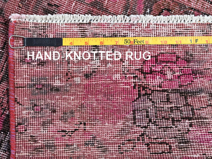 2'6" x 9'3" Vintage Hand Knotted Overdyed Wool Runner Oriental Rug - MOA102989