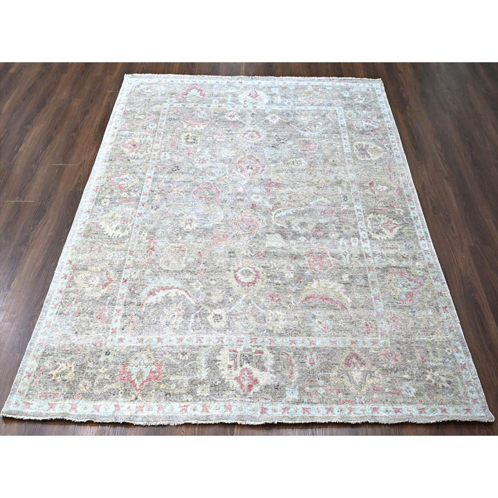 7'10" x 9'10" New Hand Knotted Grey Wool Rectangle Oriental Rug - MOA10210002