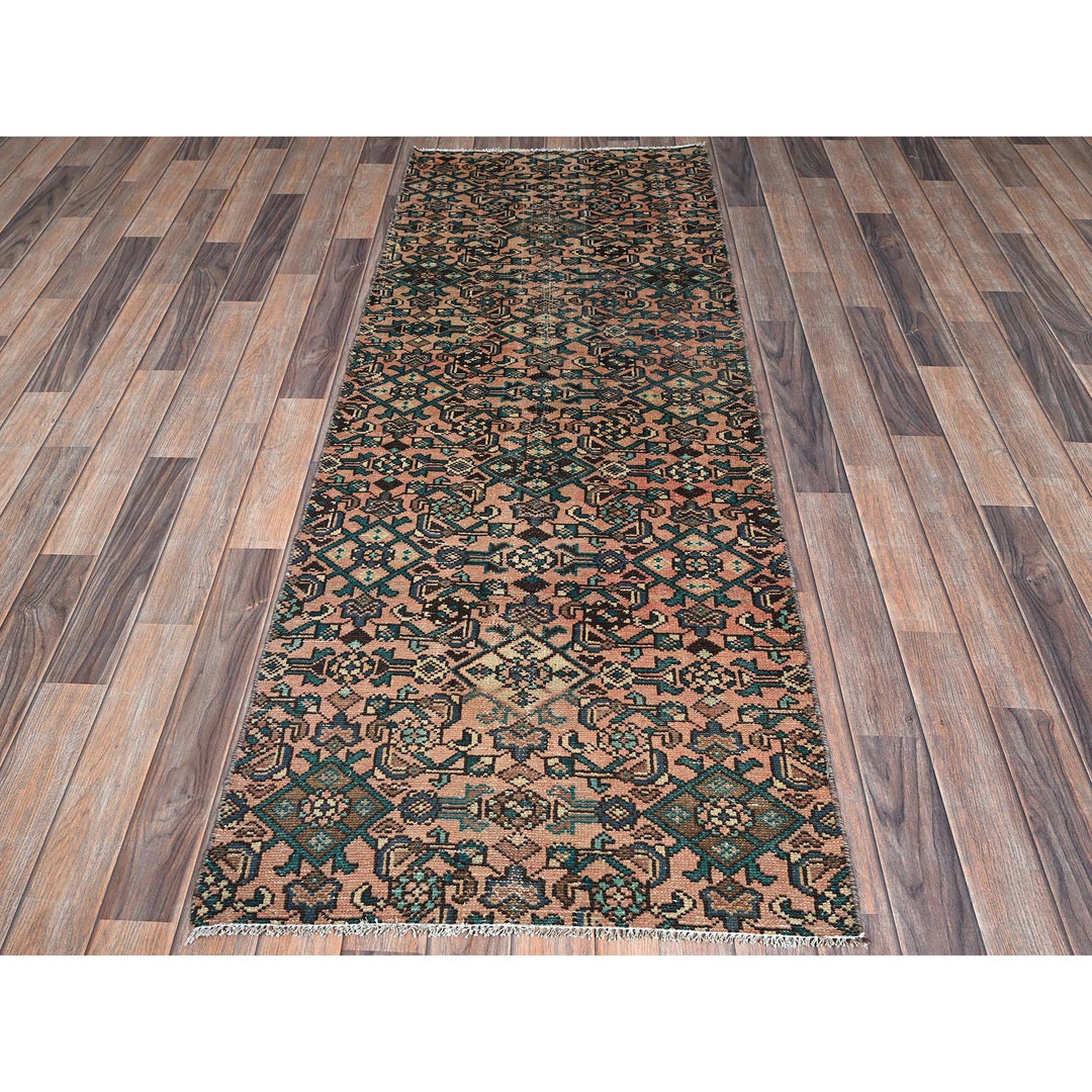 2'6" x 6'8" Vintage Hand Knotted Pink Wool Runner Oriental Rug - MOA1021000