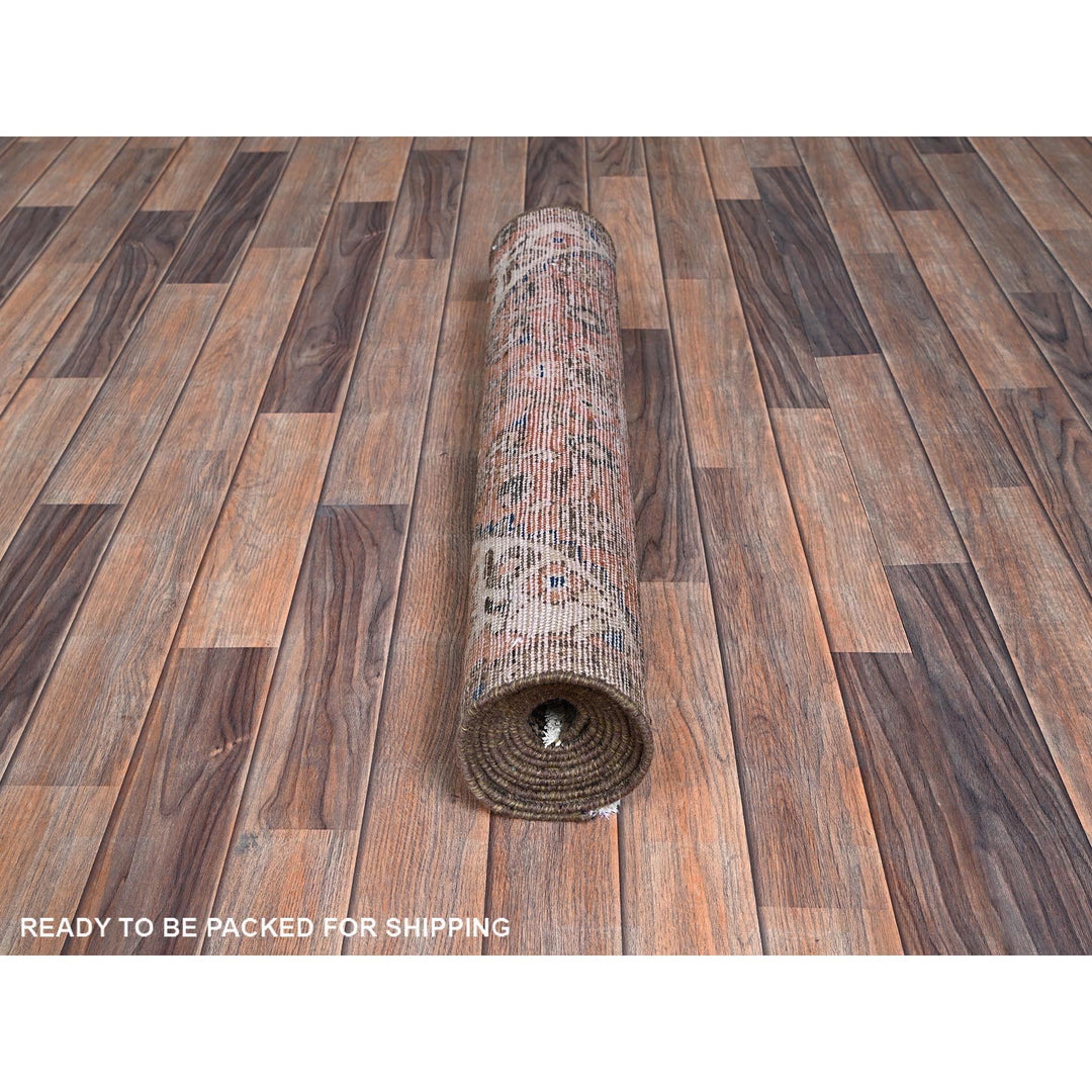 2'7" x 9'2" Vintage Hand Knotted Pink Wool Runner Oriental Rug - MOA1021001