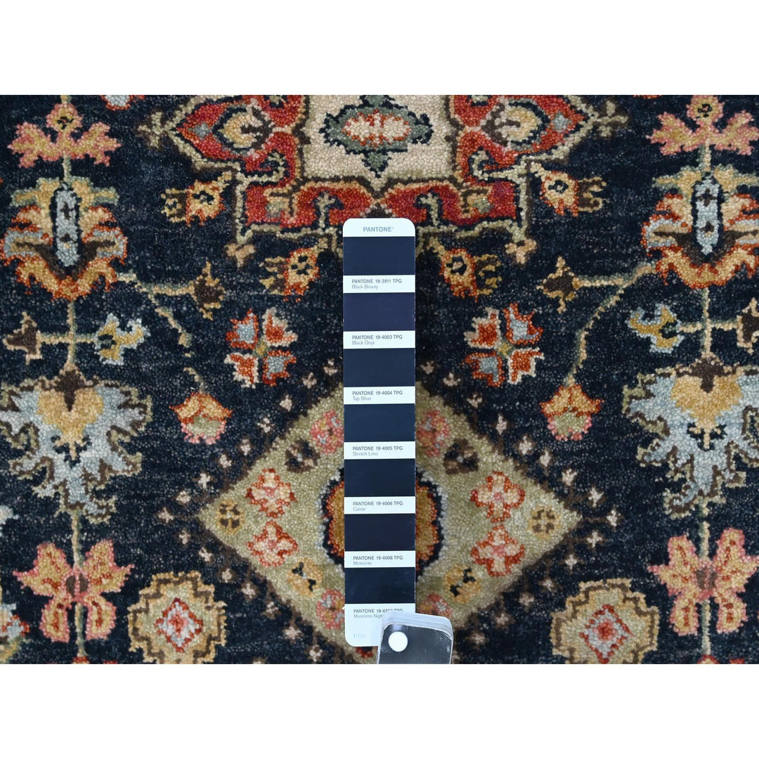 2'7" x 15'10" New Hand Knotted Black Wool Runner Oriental Rug - MOA10210022