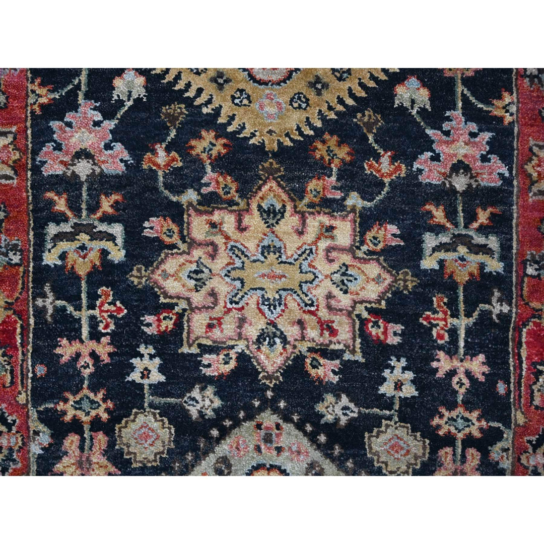 2'7" x 15'10" New Hand Knotted Black Wool Runner Oriental Rug - MOA10210022