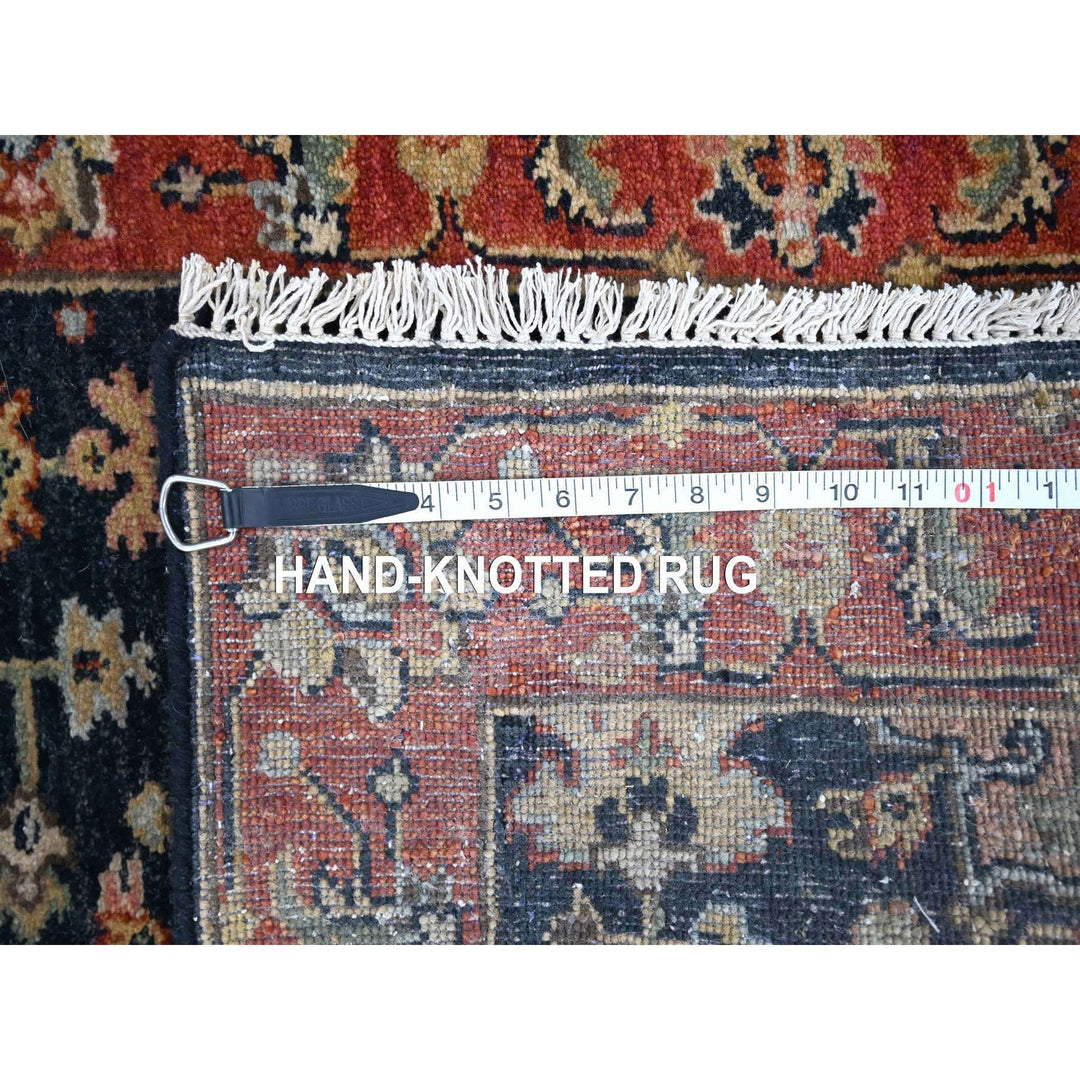 2'7" x 15'10" New Hand Knotted Black Wool Runner Oriental Rug - MOA10210022