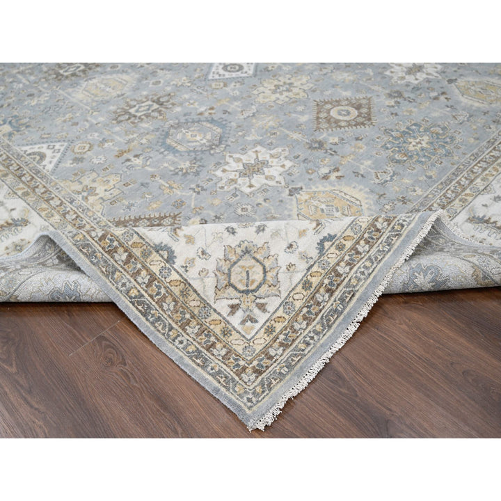 12'0" x 14'10" New Hand Knotted Grey Wool Rectangle Oriental Rug - MOA10210032