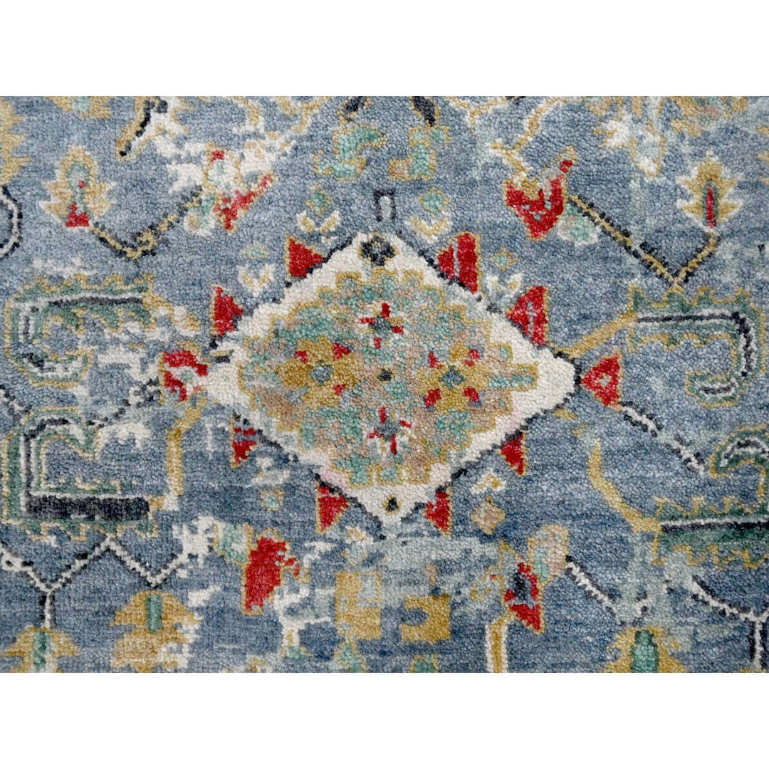 4'0" x 5'9" New Hand Knotted Blue Wool Rectangle Oriental Rug - MOA10210035