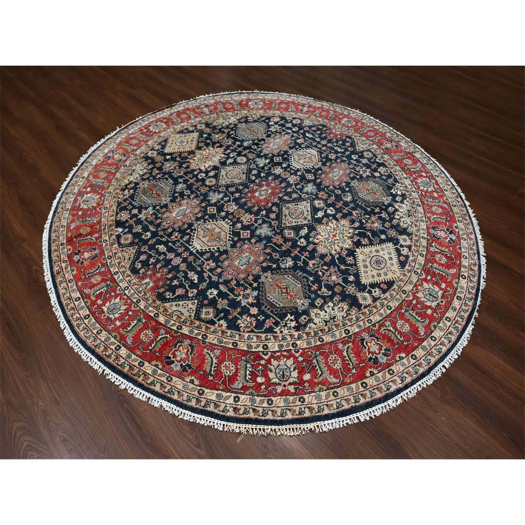 10'0" x 10'0" New Hand Knotted Black Wool Round Oriental Rug - MOA10210065