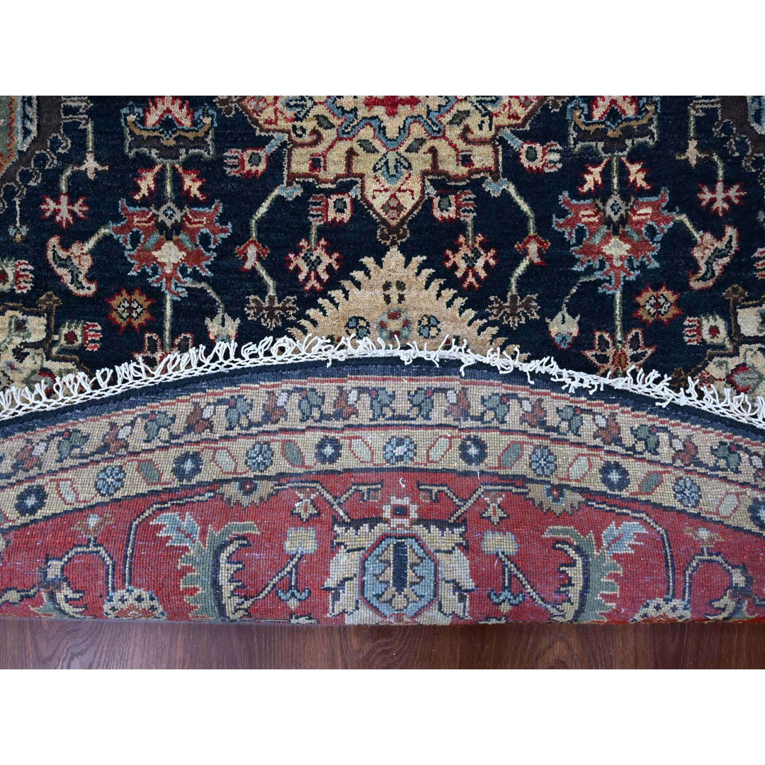 10'0" x 10'0" New Hand Knotted Black Wool Round Oriental Rug - MOA10210065