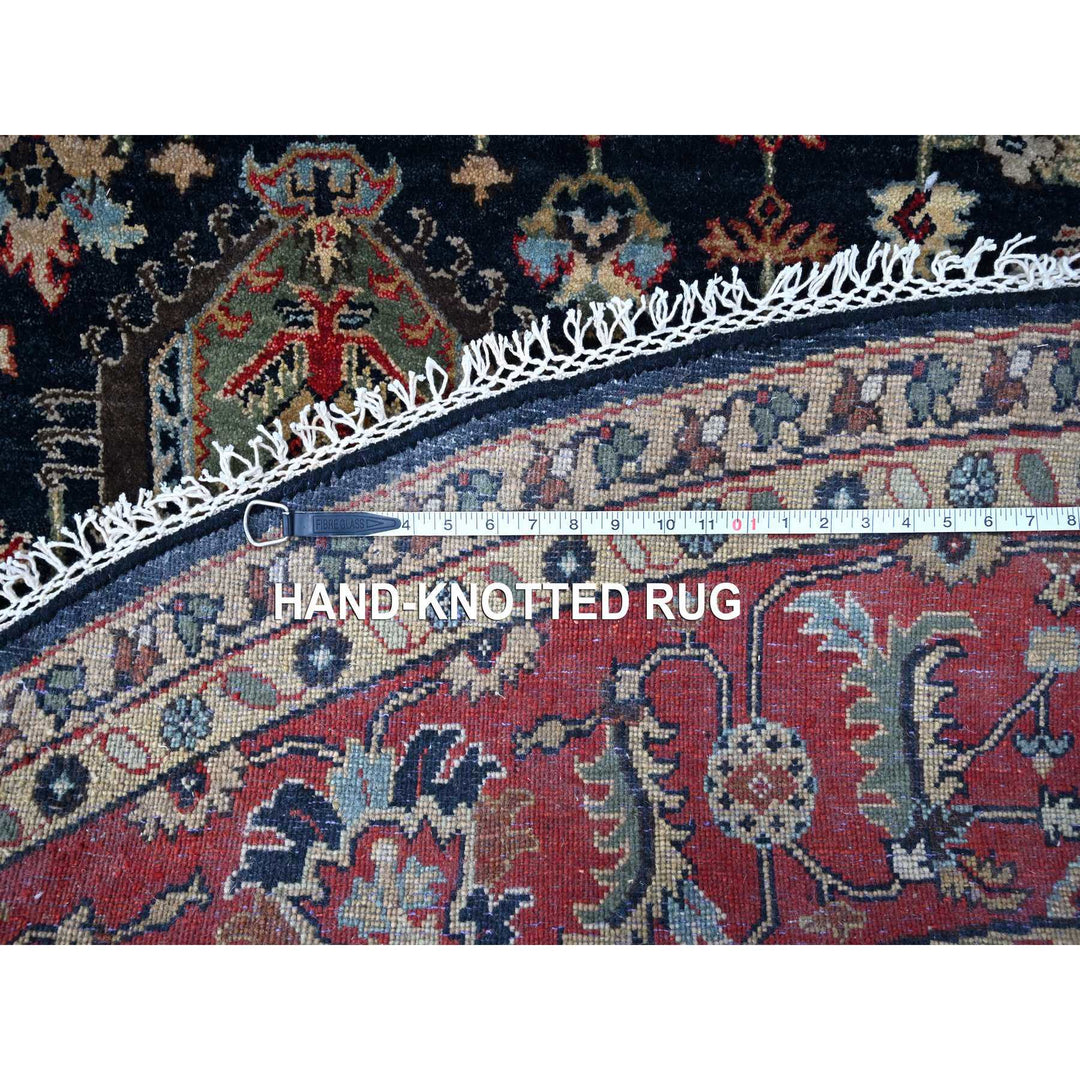 10'0" x 10'0" New Hand Knotted Black Wool Round Oriental Rug - MOA10210065