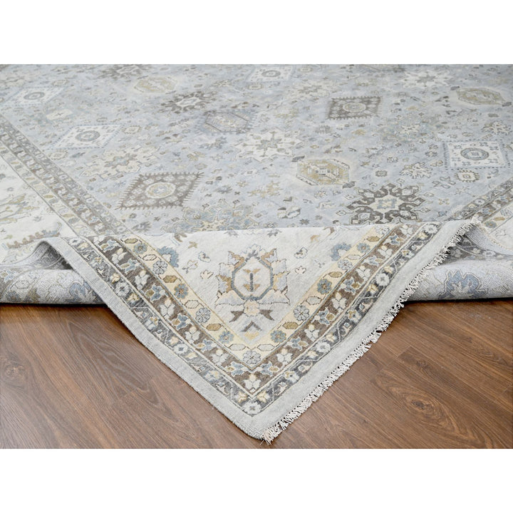 14'0" x 17'9" New Hand Knotted Grey Cotton Rectangle Oriental Rug - MOA10210070