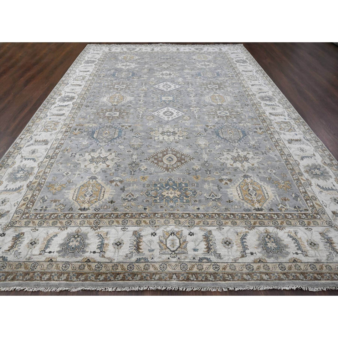 9'10" x 13'8" New Hand Knotted Grey Cotton Rectangle Oriental Rug - MOA10210072