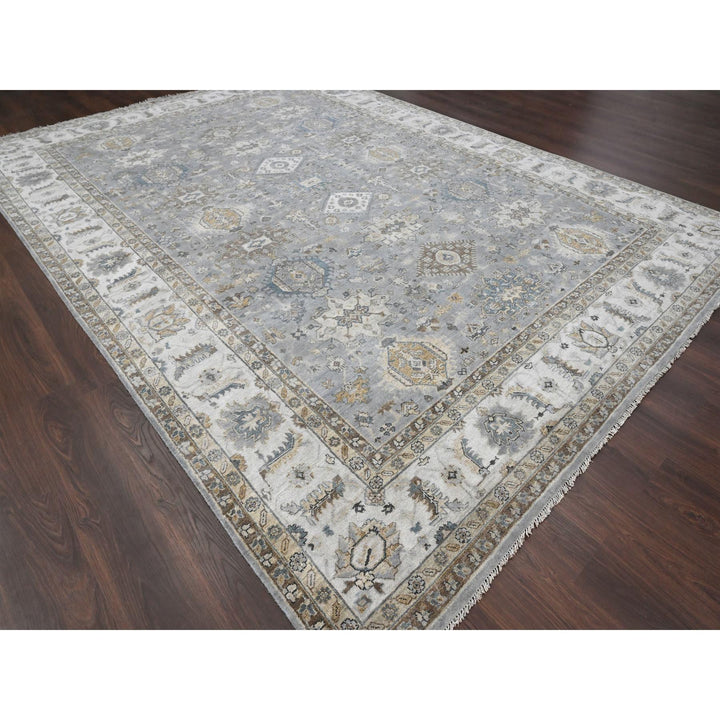 9'10" x 13'8" New Hand Knotted Grey Cotton Rectangle Oriental Rug - MOA10210072