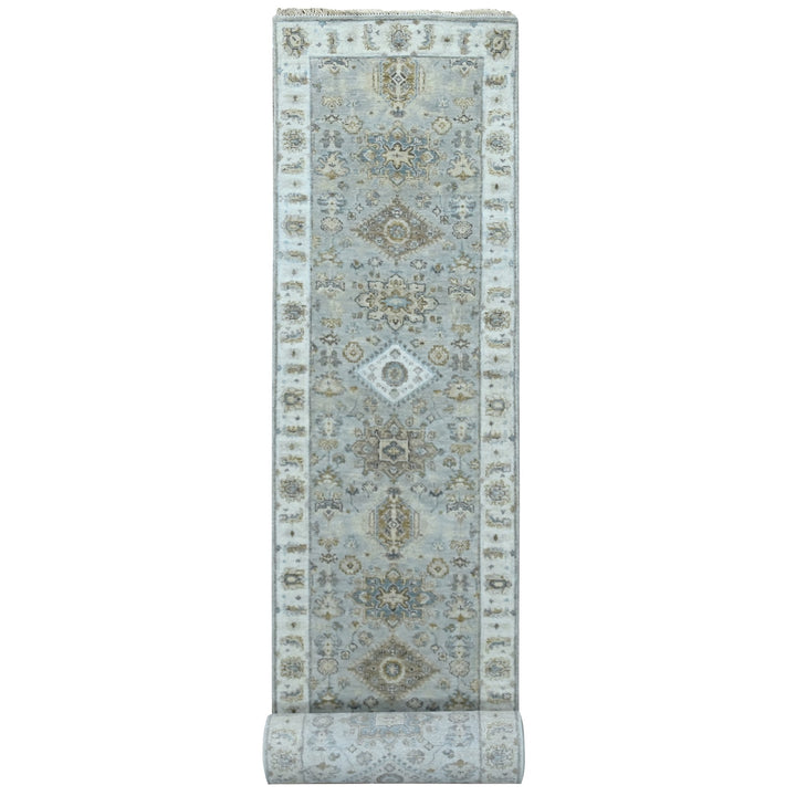 2'6" x 18'0" New Hand Knotted Grey Wool Runner Oriental Rug - MOA10210075