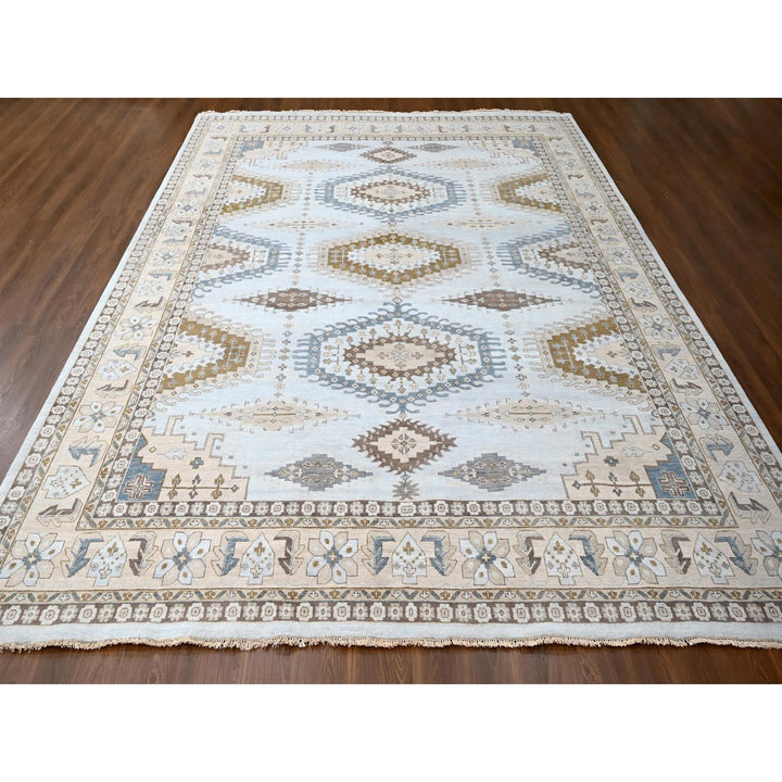 12'0" x 14'8" New Hand Knotted Grey Cotton Rectangle Oriental Rug - MOA10210078