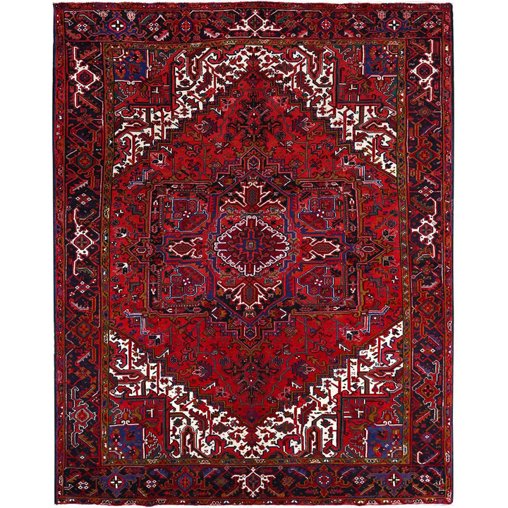 8'7" x 10'10" Vintage Hand Knotted Red Wool Rectangle Oriental Rug - MOA102100