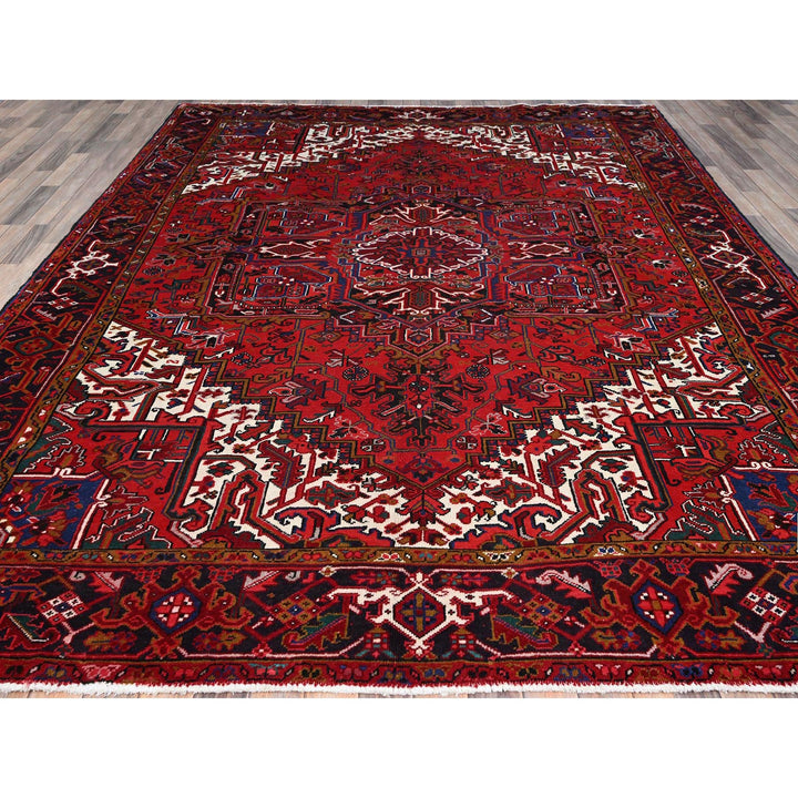 8'7" x 10'10" Vintage Hand Knotted Red Wool Rectangle Oriental Rug - MOA102100