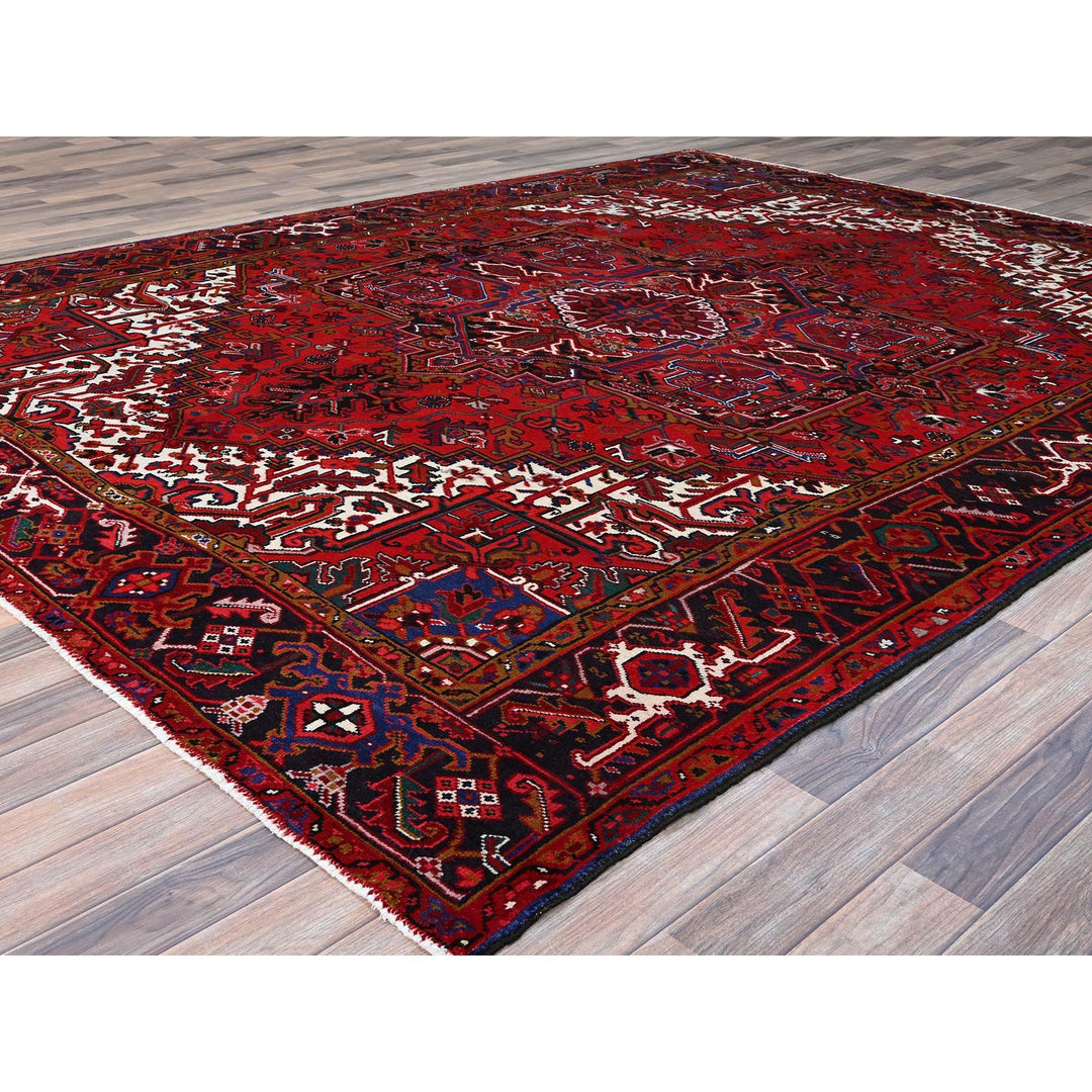 8'7" x 10'10" Vintage Hand Knotted Red Wool Rectangle Oriental Rug - MOA102100