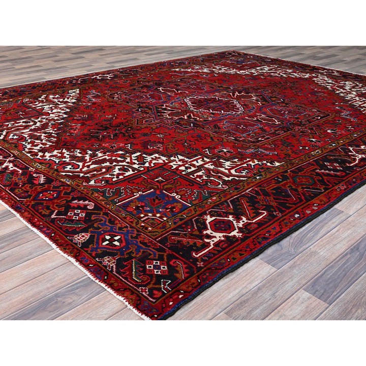 8'7" x 10'10" Vintage Hand Knotted Red Wool Rectangle Oriental Rug - MOA102100