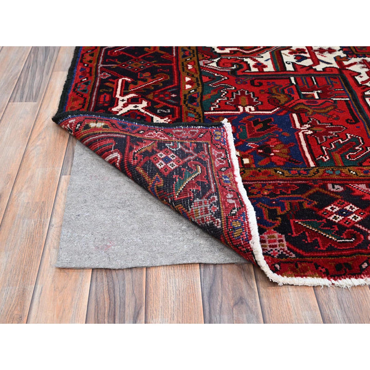 8'7" x 10'10" Vintage Hand Knotted Red Wool Rectangle Oriental Rug - MOA102100