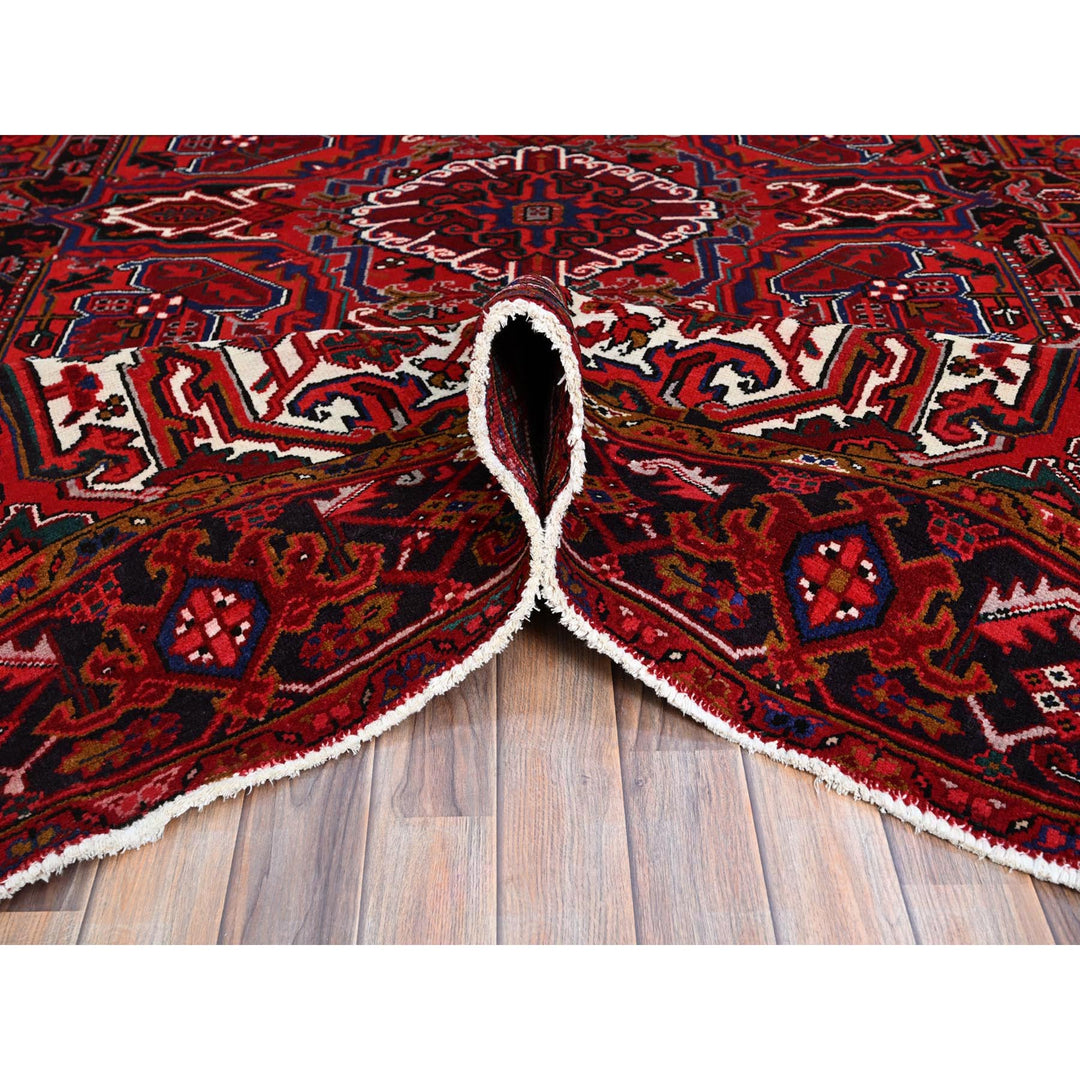8'7" x 10'10" Vintage Hand Knotted Red Wool Rectangle Oriental Rug - MOA102100
