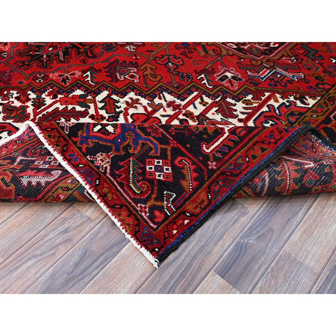 8'7" x 10'10" Vintage Hand Knotted Red Wool Rectangle Oriental Rug - MOA102100