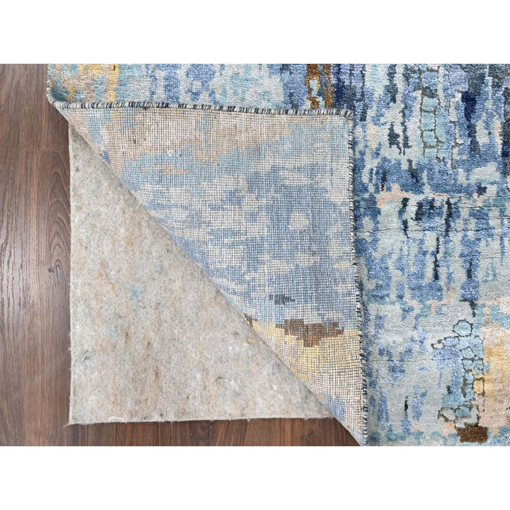 2'6" x 12'0" New Hand Knotted Blue Wool & Silk Runner Oriental Rug - MOA10210101