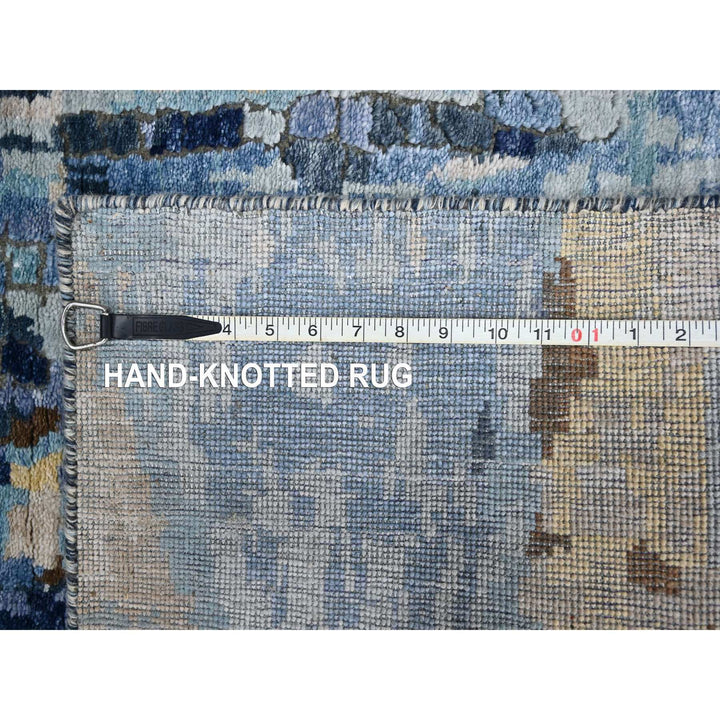 2'6" x 12'0" New Hand Knotted Blue Wool & Silk Runner Oriental Rug - MOA10210101