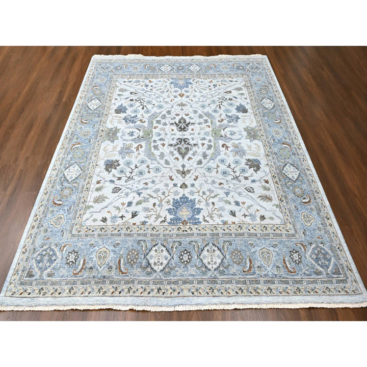 9'11" x 10'0" New Hand Knotted Ivory Wool Square Oriental Rug - MOA10210110