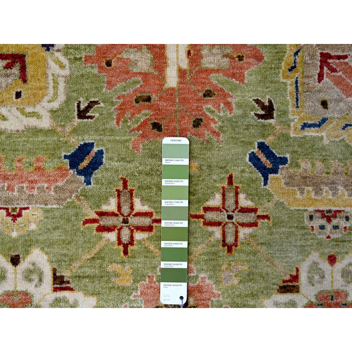 8'10" x 11'10" New Hand Knotted Green Wool Rectangle Oriental Rug - MOA10210114