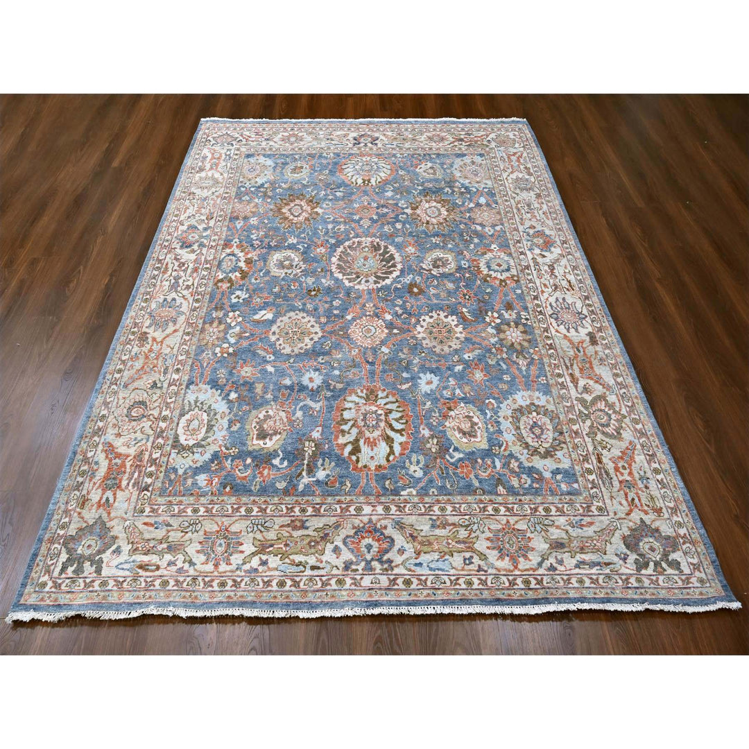 7'10" x 9'8" New Hand Knotted Blue Wool Rectangle Oriental Rug - MOA10210120