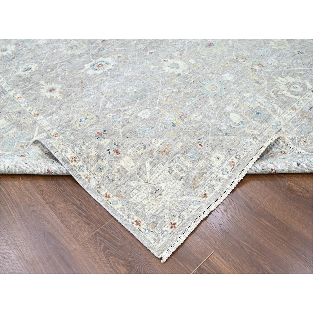 8'11" x 11'9" New Hand Knotted Grey Wool Rectangle Oriental Rug - MOA10210127