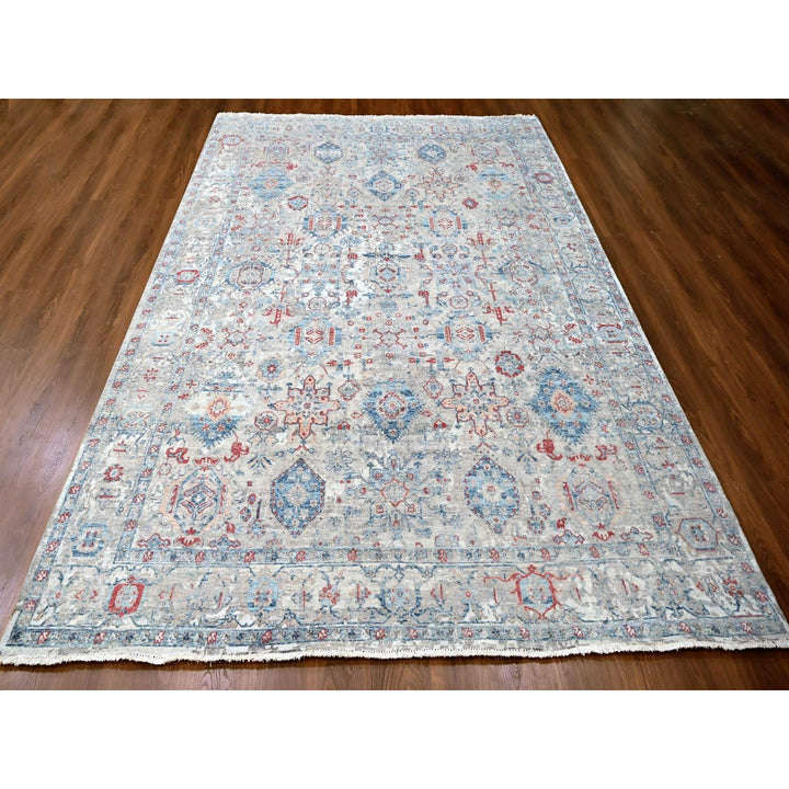 8'9" x 11'9" New Hand Knotted Blue Wool Rectangle Oriental Rug - MOA10210142