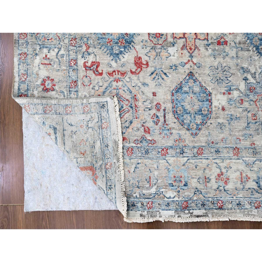 8'9" x 11'9" New Hand Knotted Blue Wool Rectangle Oriental Rug - MOA10210142