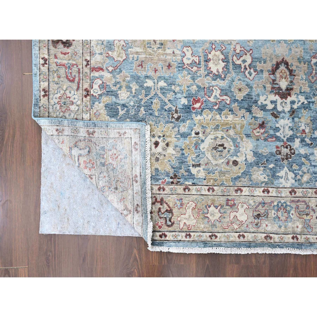 7'8" x 9'8" New Hand Knotted Blue Wool Rectangle Oriental Rug - MOA10210146