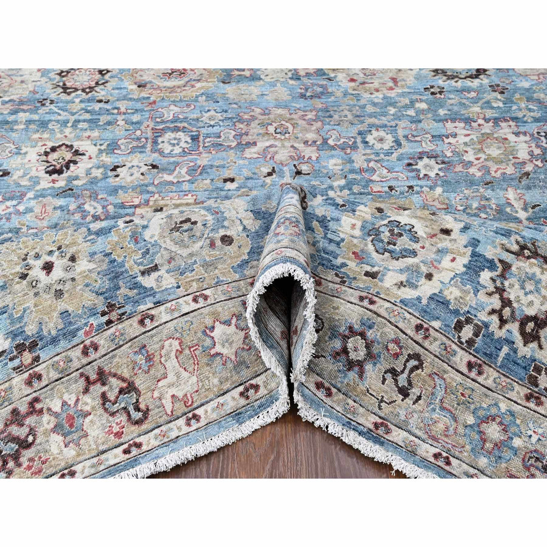 7'8" x 9'8" New Hand Knotted Blue Wool Rectangle Oriental Rug - MOA10210146