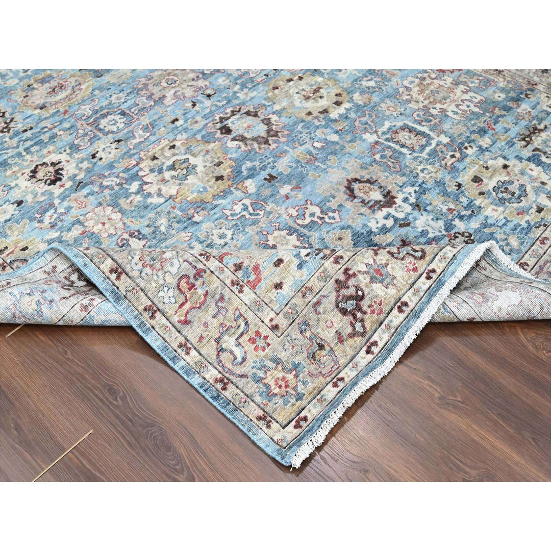 7'8" x 9'8" New Hand Knotted Blue Wool Rectangle Oriental Rug - MOA10210146