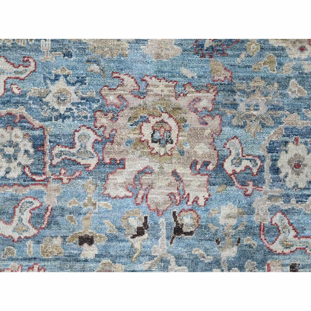 7'8" x 9'8" New Hand Knotted Blue Wool Rectangle Oriental Rug - MOA10210146