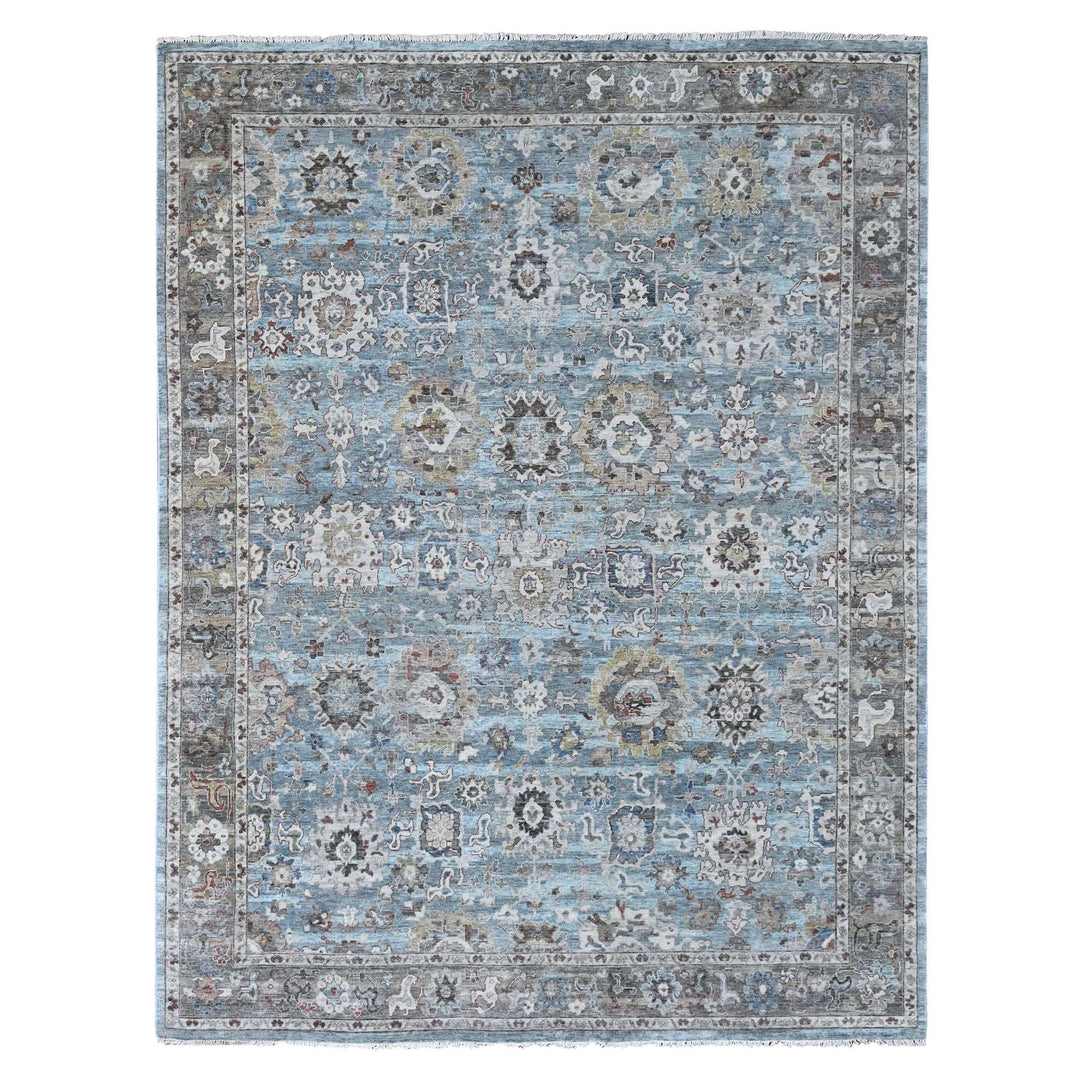 8'11" x 11'9" New Hand Knotted Blue Wool Rectangle Oriental Rug - MOA10210147