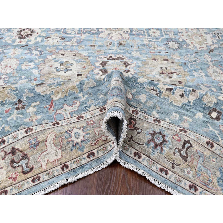 9'6" x 13'3" New Hand Knotted Blue Wool Rectangle Oriental Rug - MOA10210148