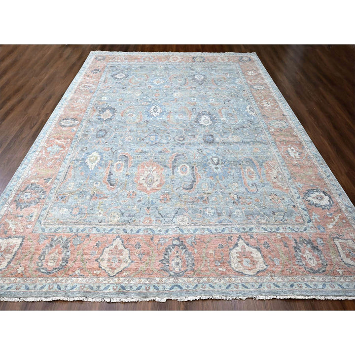 11'11" x 14'10" New Hand Knotted Blue Wool Rectangle Oriental Rug - MOA10210155