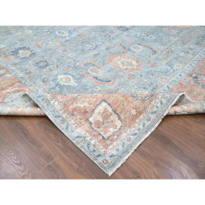 11'11" x 14'10" New Hand Knotted Blue Wool Rectangle Oriental Rug - MOA10210155