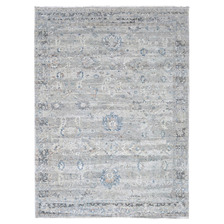 9'0" x 11'8" New Hand Knotted Grey Wool Rectangle Oriental Rug - MOA10210156